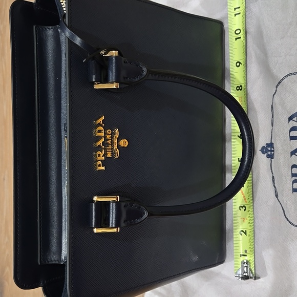 Authentic Prada Saffiano Soft Calfskin Leather Top Handle Bag with Strap Baltico - Picture 8 of 12